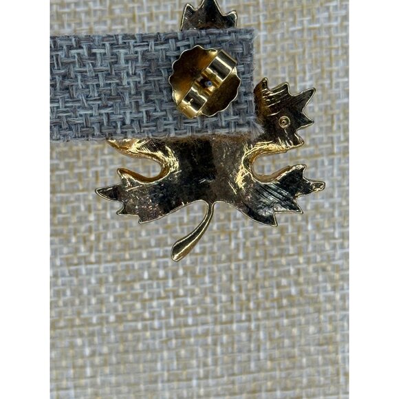 Avon Gold Tone Maple Leaf Earrings, Vintage - Picture 5 of 7